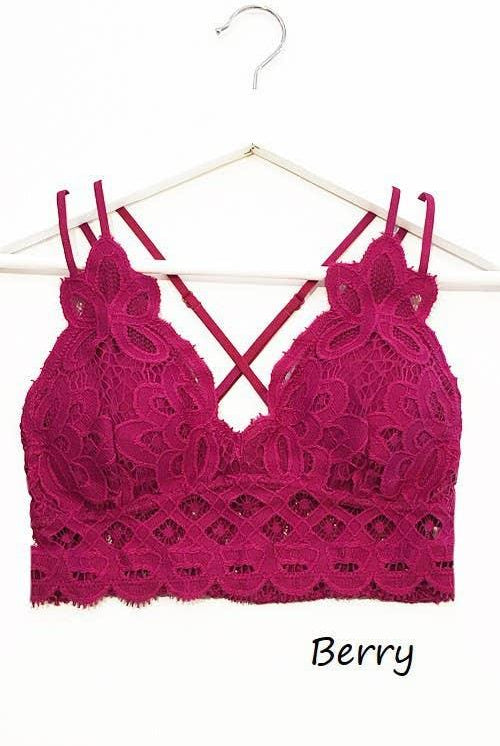 Crochet Lace V Neck Bralette - Berry *1XL & 2XL* - Bunky & Marie's Boutique