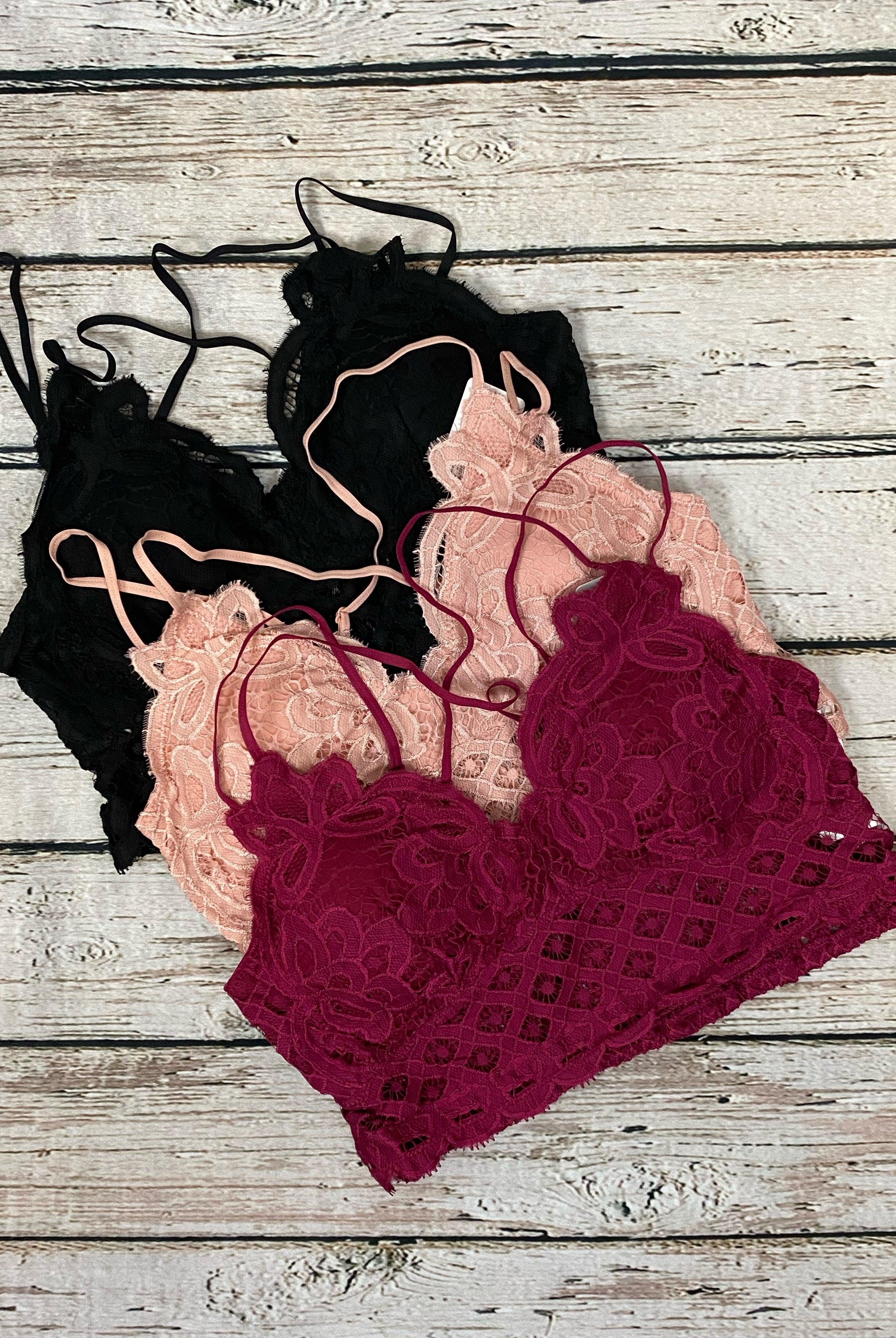 Crochet Lace V Neck Bralette - Black *1XL & 2XL* - Bunky & Marie's Boutique