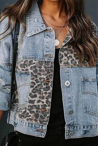 Leopard Denim Jacket - Bunky & Marie's Boutique