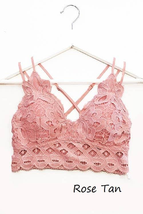 Scalloped Lace Cami Bralette - Rose Tan *Small - Med - Large* - Bunky & Marie's Boutique