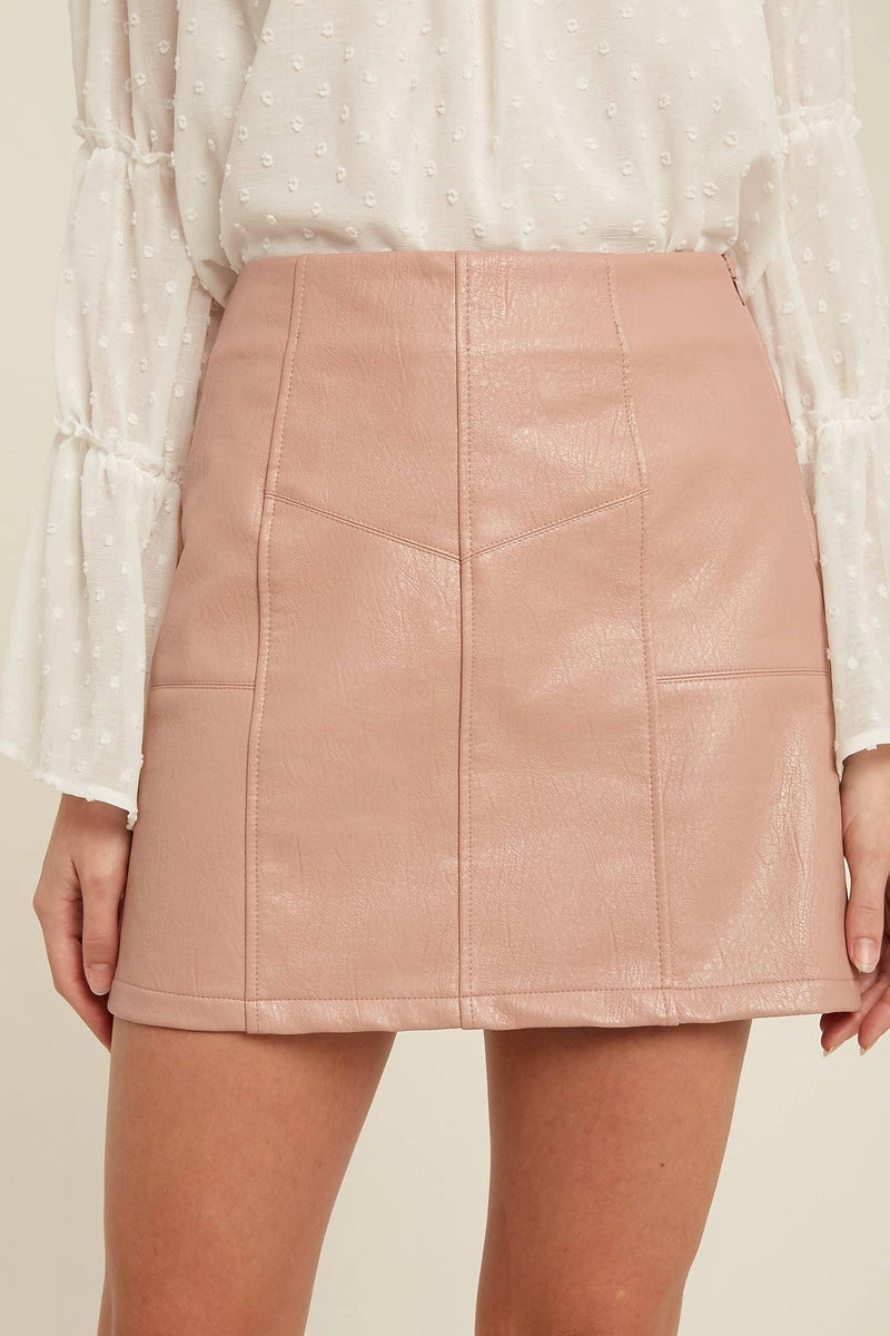 Dusty pink shop leather skirt