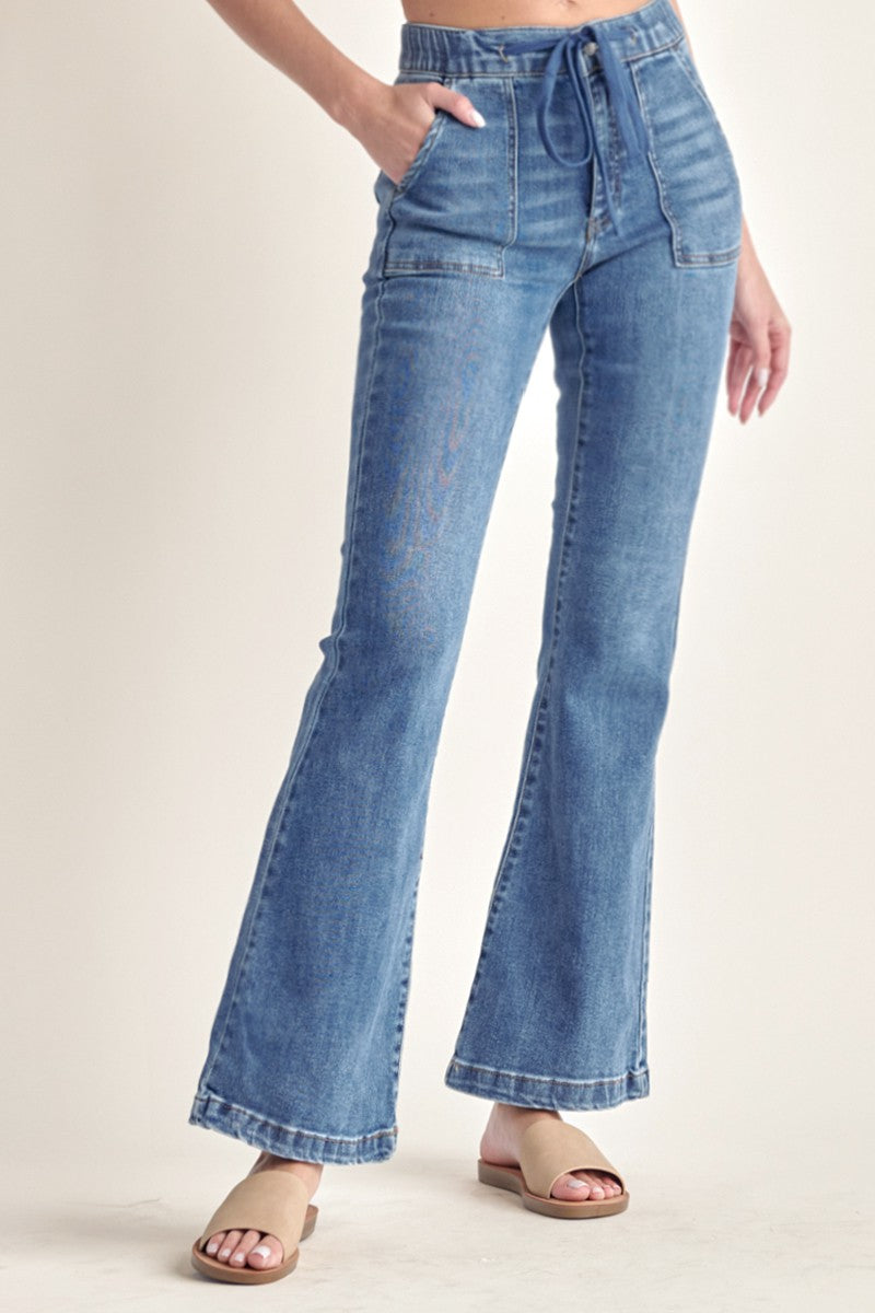 Risen Jeans - Mid Rise Jogger Flare Jeans