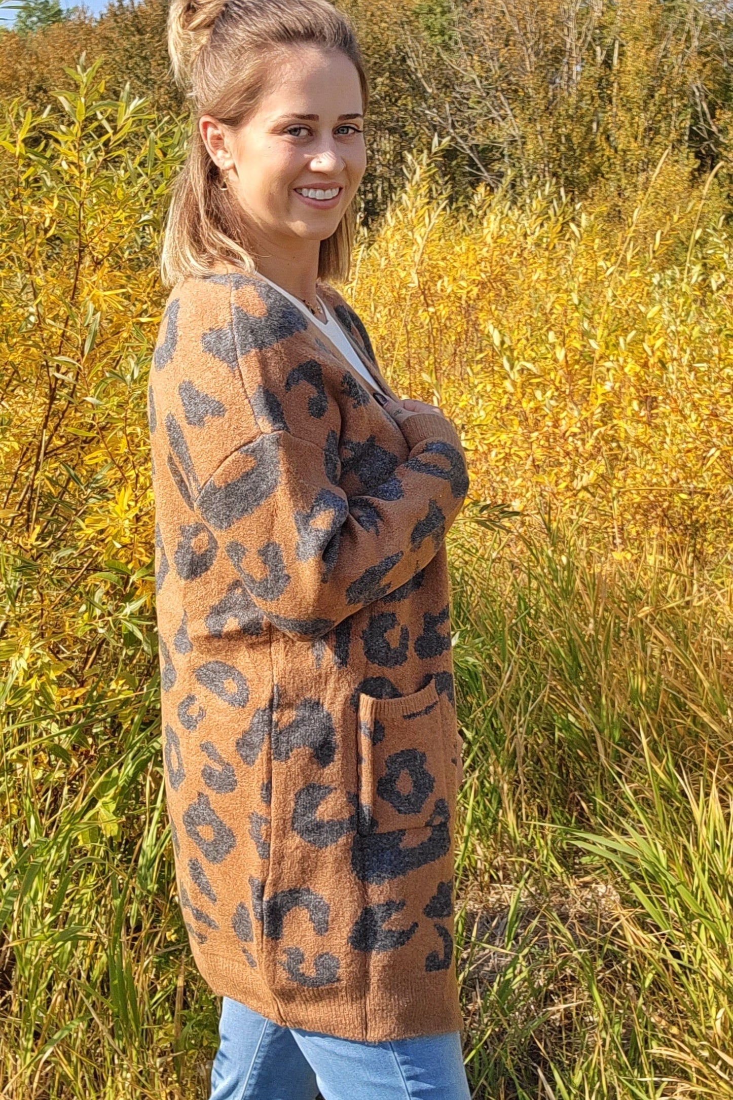 Leopard cardigan boutique best sale