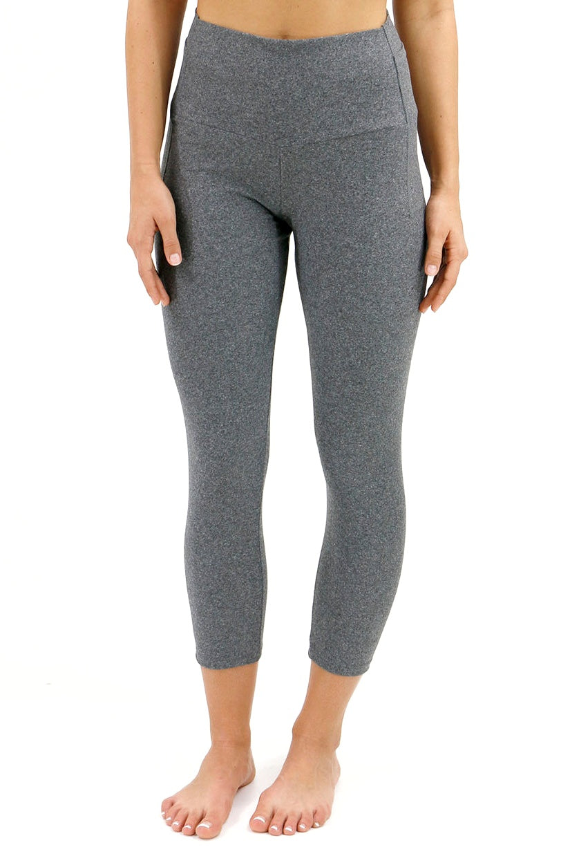 Cropped Midweight Daily Pocket Leggings - Heathered Charcoal *XS