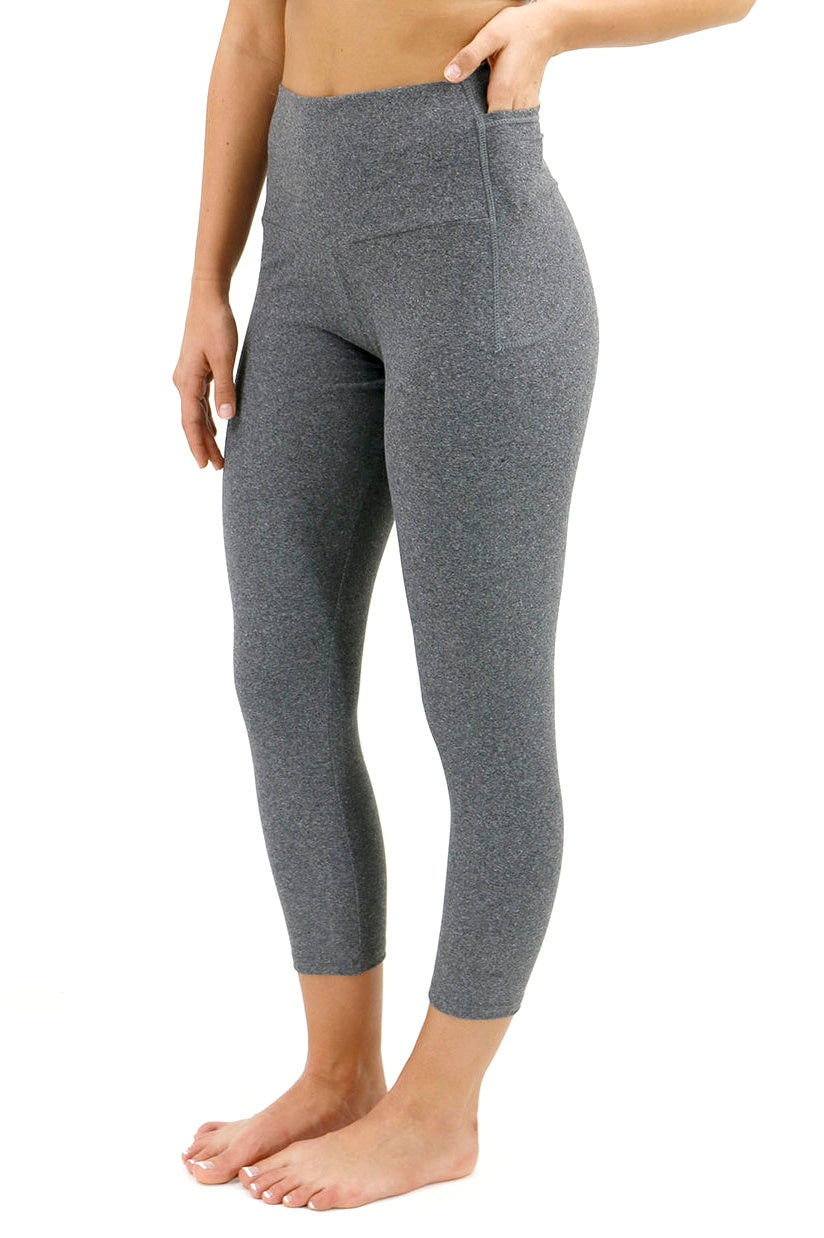 Cropped Midweight Daily Pocket Leggings - Heathered Charcoal *XS & Med*