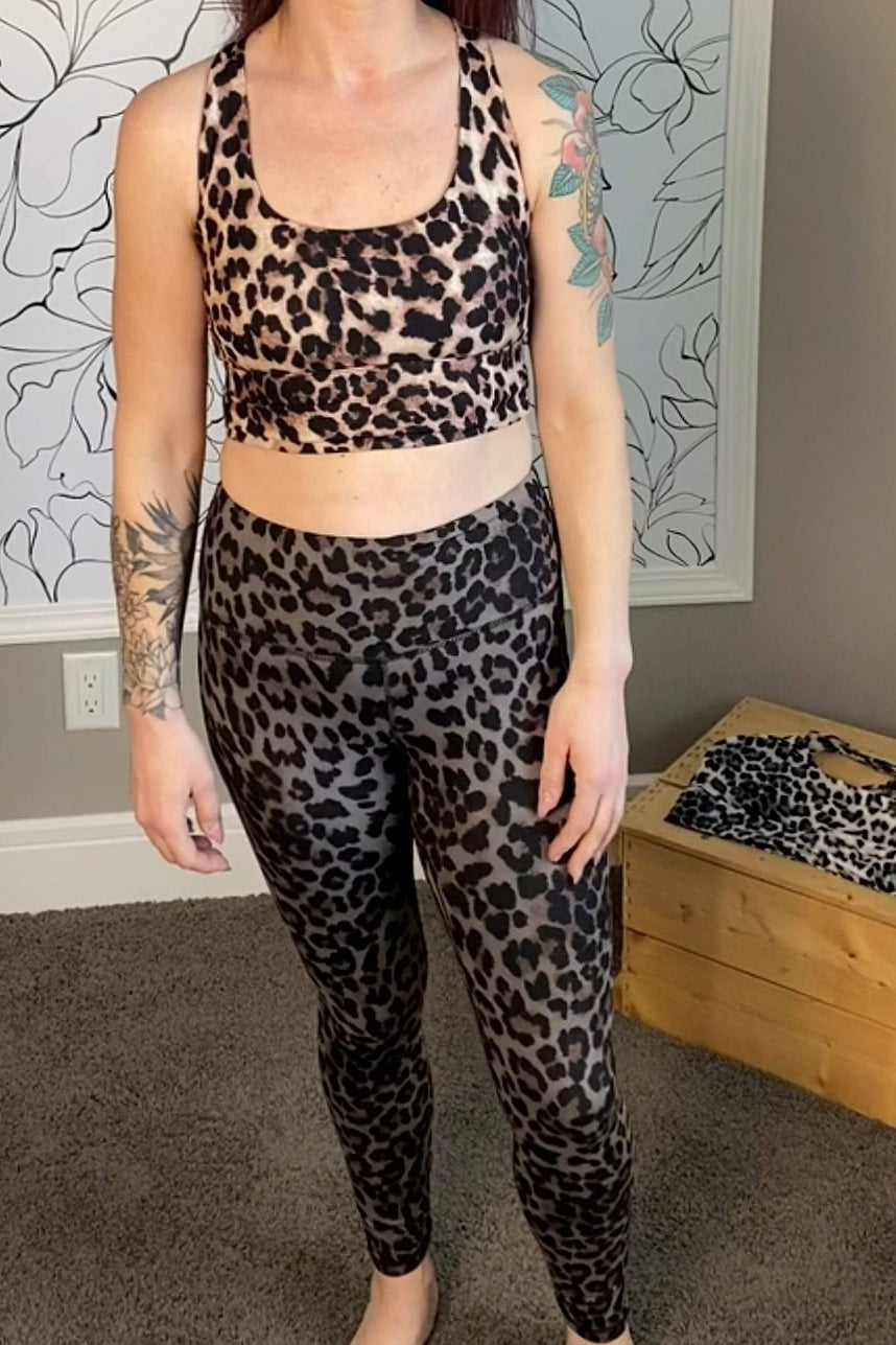 Animal Print Full Length Leggings Brown Small Only