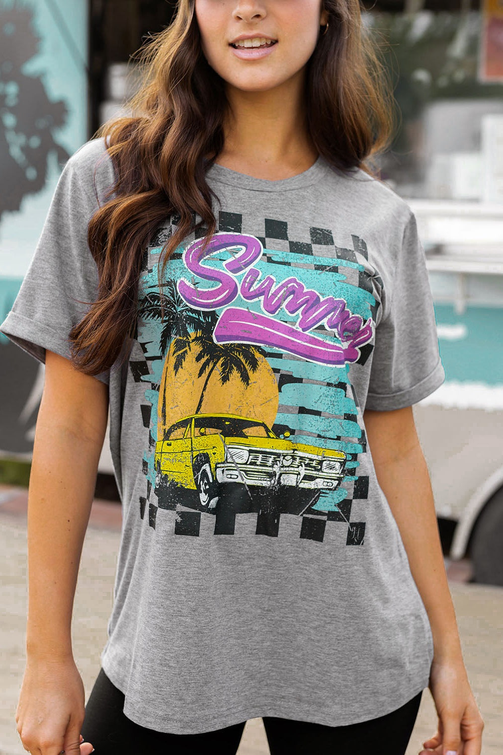 Summer Car Graphic Tee Heathered Grey XS Small