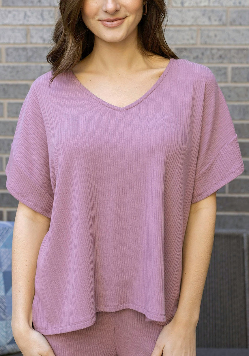 Coziest Dolman Lounge Top Dark Lilac Bunky Marie s Boutique