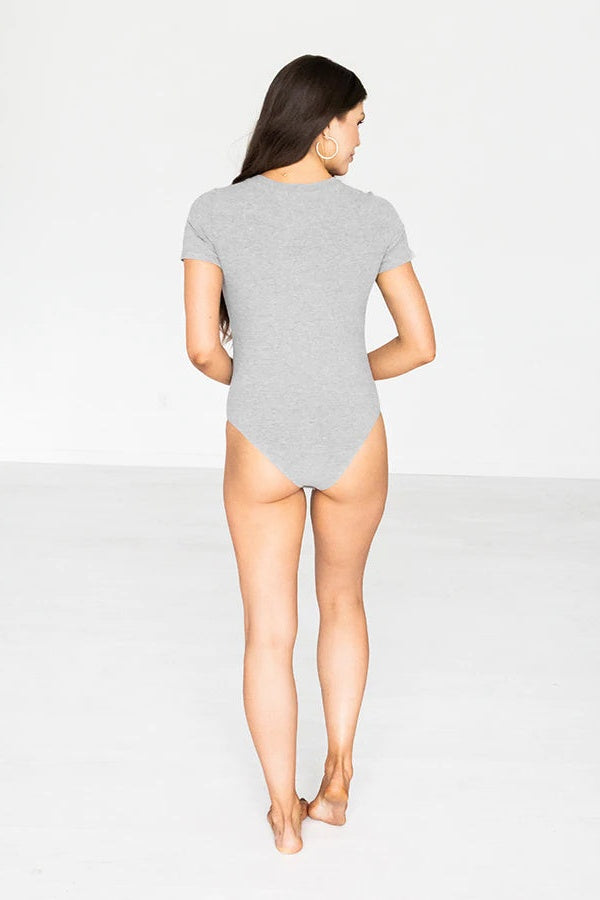 Ribbed Henley Bodysuit Grey Bunky Marie s Boutique