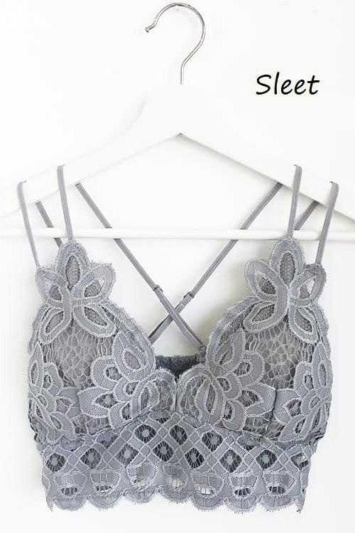 Bunky & Marie's Boutique - Scalloped Lace Cami Bralette - Sleet *Med &  Large*