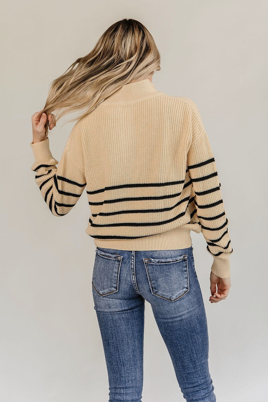 Cream and outlet black striped sweater