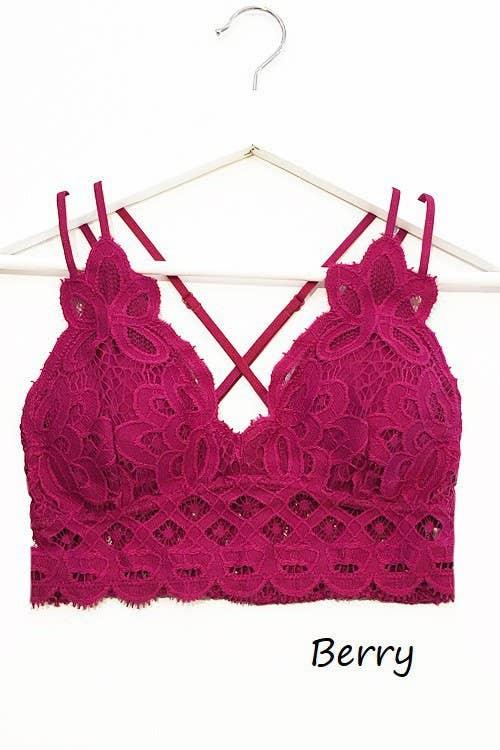 Scalloped Lace Cami Bralette - Berry *2XL Only* – Bunky & Marie's