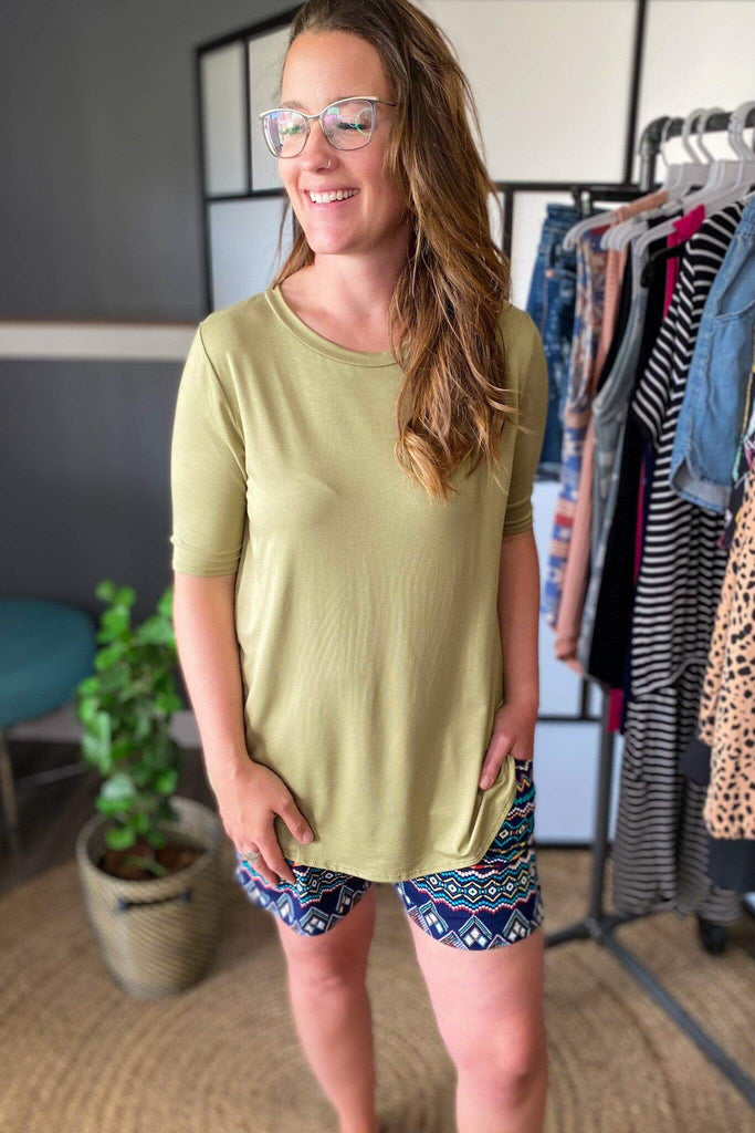 *Final Sale* Basic Half-Sleeve Tee - Olive *Large Only* - Bunky & Marie's Boutique