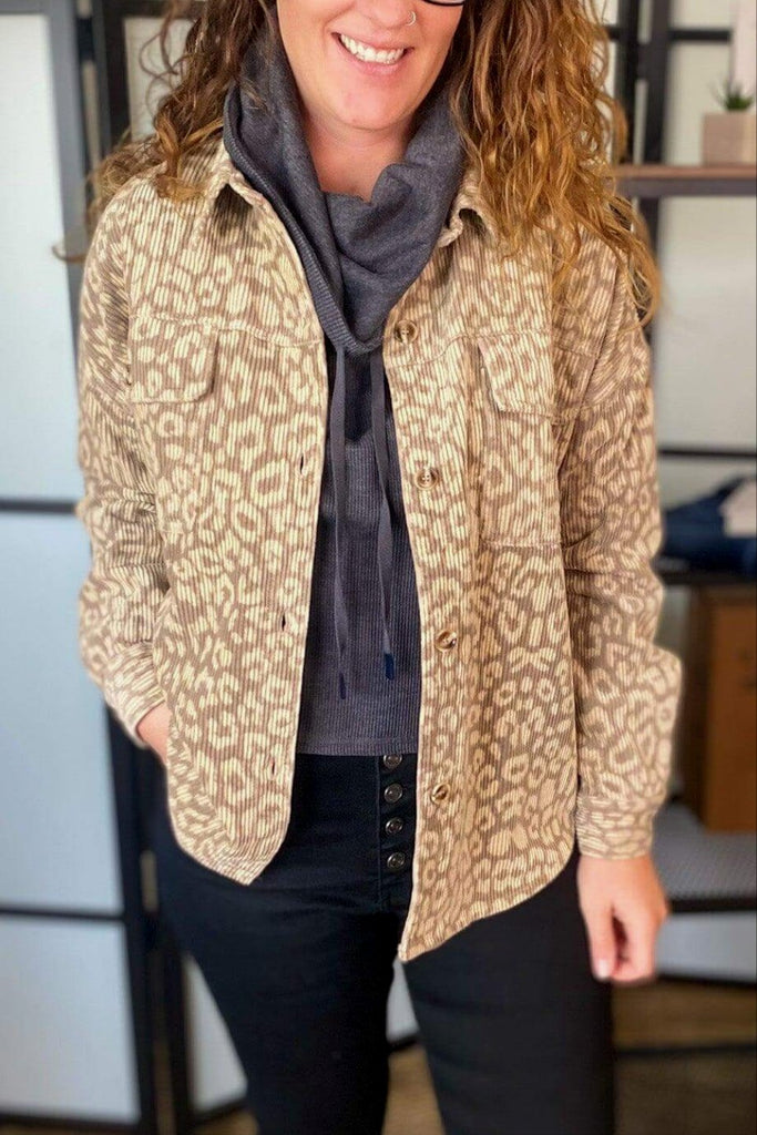 *Final Sale* Leopard Corduroy Shacket *Small - Med - Large* - Bunky & Marie's Boutique