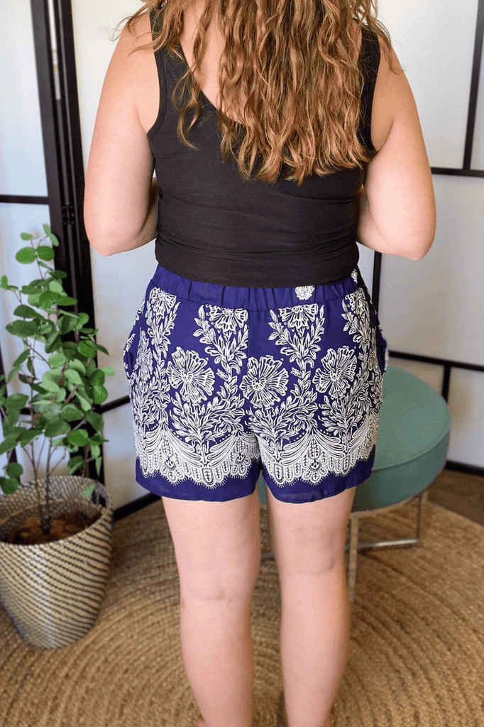 *Final Sale* Paisley Shorts - Navy *Med - Large - XL* - Bunky & Marie's Boutique