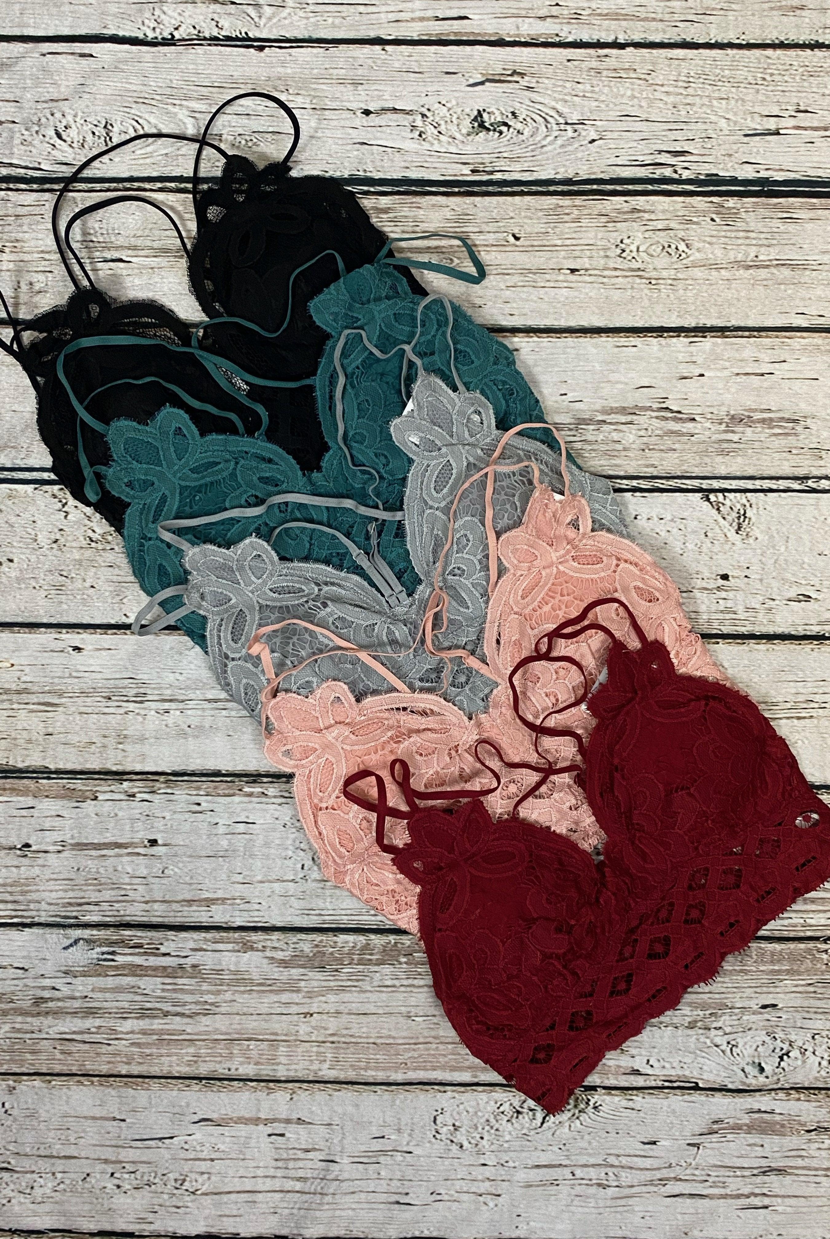 Scalloped Lace Cami Bralette - Ruby Red *Med & Large* - Bunky & Marie's Boutique