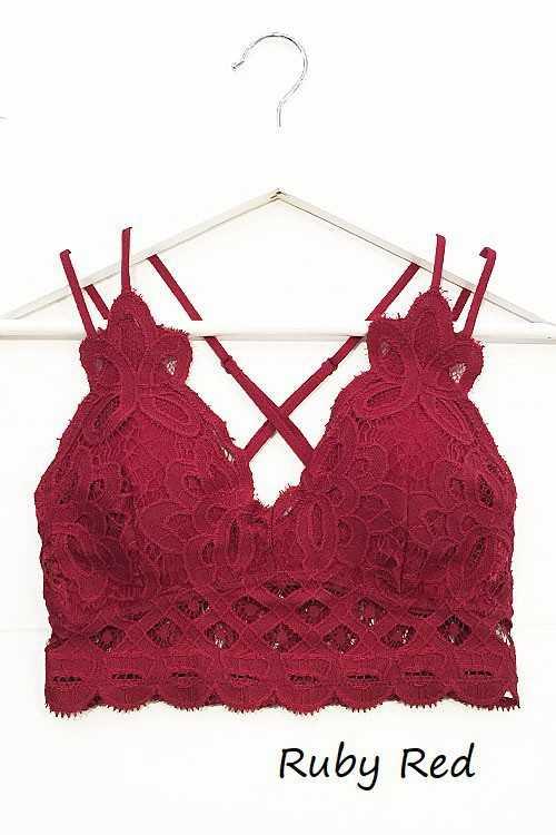 Bunky & Marie's Boutique - Scalloped Lace Cami Bralette - Ruby Red
