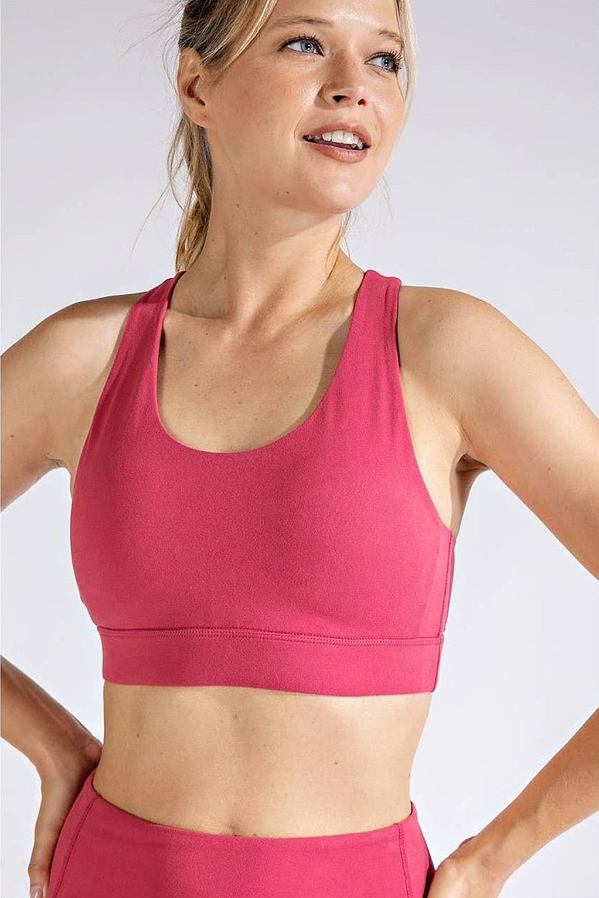 Triangle Mesh Sports Bra - Coral Pink *Med Only* – Bunky & Marie's