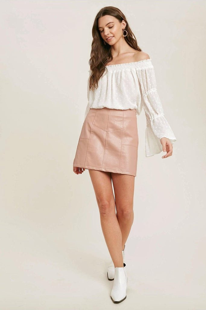 Vegan Leather Skirt - Dusty Pink - Bunky & Marie's Boutique